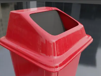 Street garbage bin PBR Game Ready Low-poly 3D model Low-poly 3D model