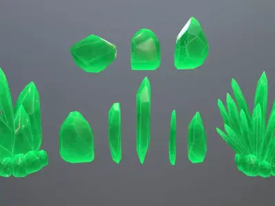 Crystal Set stone Low-poly 3D model
