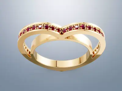 Unique Heart ring Unique 46 diamonds azured 3D print model