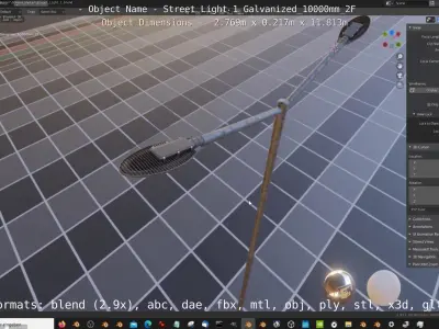 Street Light 1 Galvanized 10000mm 2F Low-poly 3D model