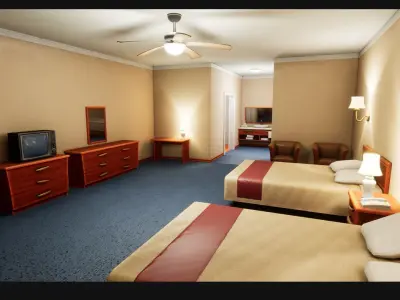 Stylized Motel Low-poly 3D model