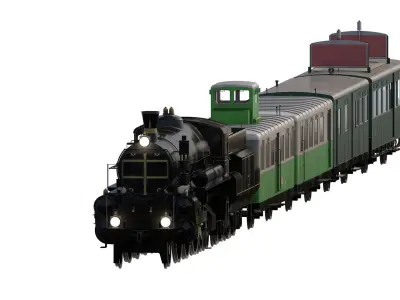 Late 1800s steam train 3D model