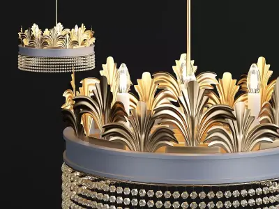 Grand chandelier with leaves 3D model