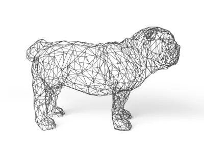 Bulldog Wireframe Low-poly 3D model