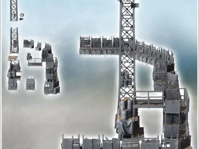 Post-apocalyptic modern fortifications with sheet metal barriers 3D print model