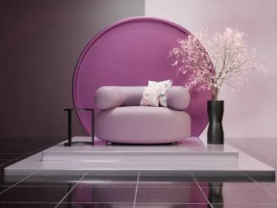 Archviz Single Seat 5 Basic Scene and Lighting  3D model