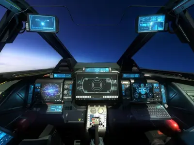 Sci Fi Heavy Fighter Cockpit Low-poly 3D model