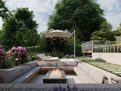 3D Exterior Scene 3D model design garden and landscape 3D model 3D model