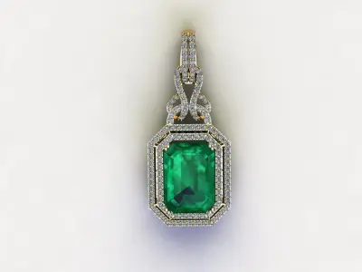 women pendant with gem  3D model