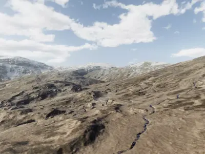 Hilltop topography and landform 3D model