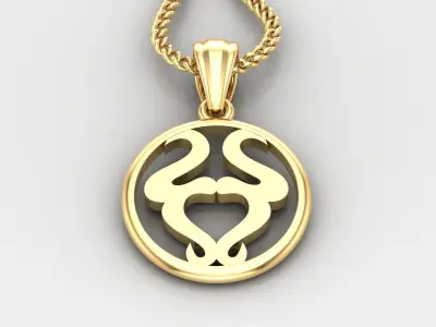 Circle Taurus Light Gold Pendant Version 6 3D print model