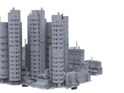 Sci fi Block of flats and city  3D model