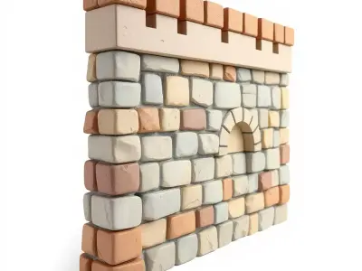 Medieval Stone Wall model pack Low-poly 3D model buy