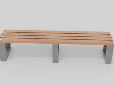 Outdoor Wooden Bench 4 Low-poly 3D model