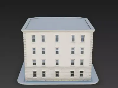 Classic Urban Corner Apartment Building 3D Model Low-poly 3D model