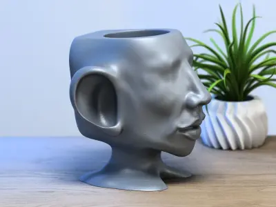 Modern human bust pen holder Perfect Gamer Gift 3D print model