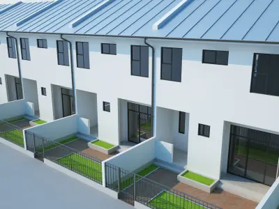 Townhouse houses with balconies and balconies 3D model