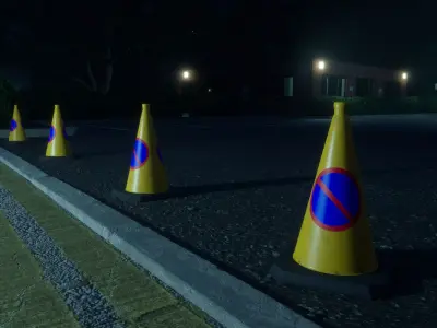 Yellow No Parking Traffic Cone 3D model