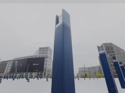 Street Light 8 Bollard 900mm Futuristic Blue Version 4 Low-poly 3D model