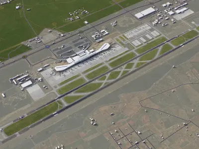 Hyderabad Airport Low-poly 3D model