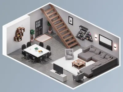 Room 37 Low-poly 3D model