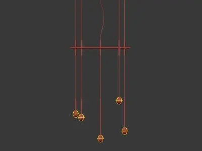 ALGORITHM modern chandelier with three metal rods hanging fro... 3D model
