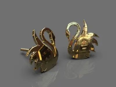Light swan earrings 3D print model