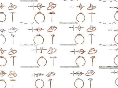 129 Women Light Weight Ring STL OBJ FBX JCD Details Collection 3D Model Pack