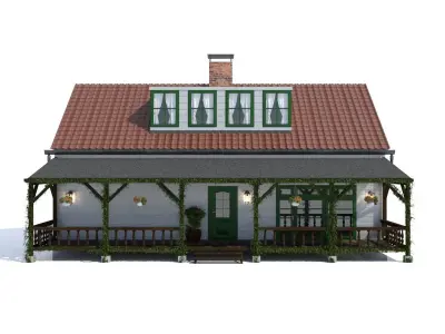House with front porch  3D model