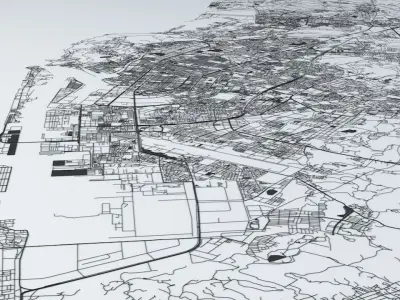 Kaohsiung City  Road Network and Streets 3D model
