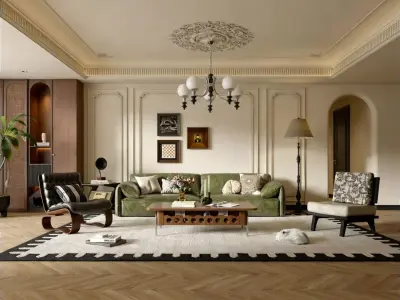 Light French Retro Style 3D model