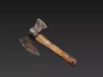 Realistic rusty axe 3D model