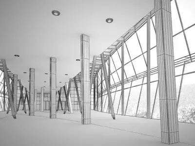 Spacious Empty Garage 3D model