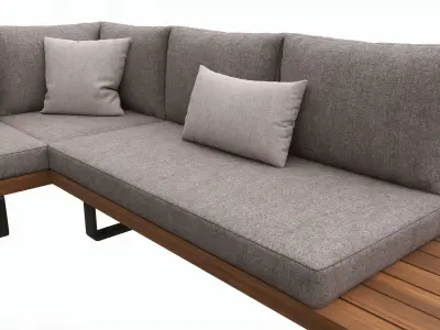 Outdoor set 5 seater corner sofa coffee table 3D model