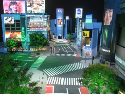 Shibuya Scramble Crossing  Shibuya City Tokyo Japan Low-poly 3D model