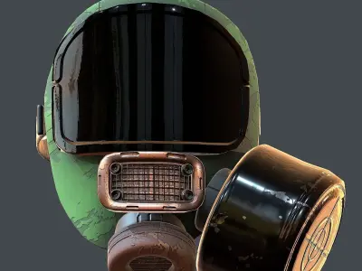 Gas mask helmet 3d model scifi Low-poly  Low-poly 3D model