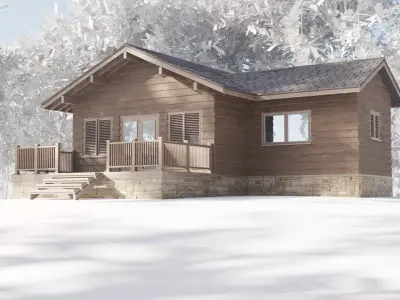 Wooden Chalet House Villa Building Low-poly 3D model