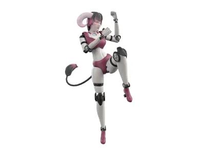 Robotic Character Hellen-Humanoid WITH RIG Low-poly 3D model
