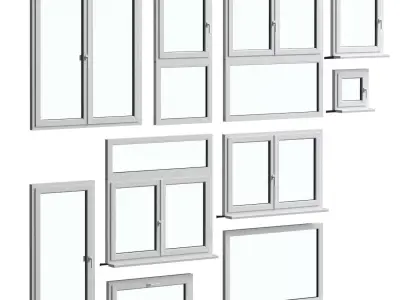 European Plastic Windows Set 01 3D model