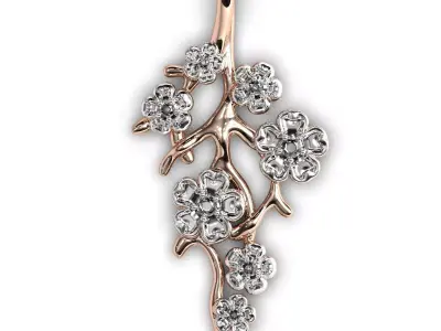 Sakura branch pendant 3D print model