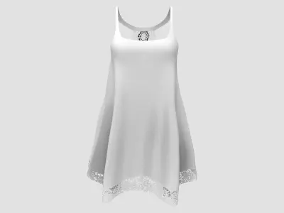 White Lace Bottom and Back Summer Cami Top Low-poly 3D model