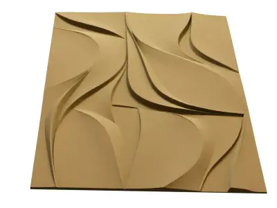 Modern Abstract Relief Panel Wall Decor Set STL Mural CNC 371  3D model