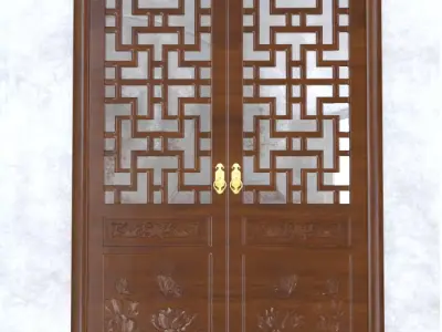 ChineseStyleWoodenDoor01 Low-poly 3D model