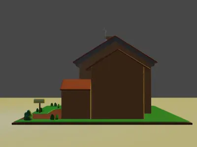 House with garage Low-poly 3D model