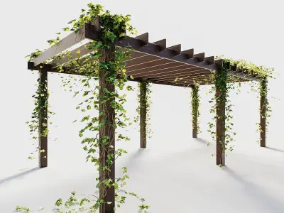 Pergolas collection table with flowers 3D Model Pack