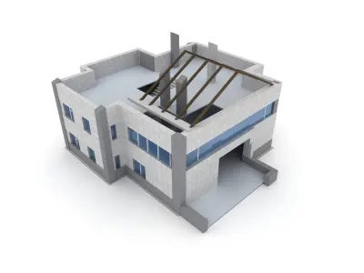 Animated process of house building  3D model