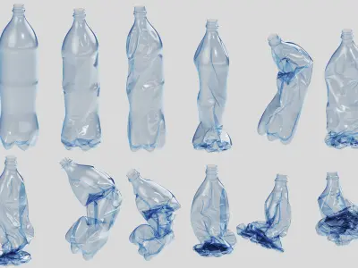 Crushed Plastic Bottle v4 3D model