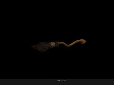Low Poly Stylized Wooden Broom Stick Low-poly 3D model