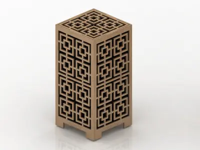 Wooden Lamp Laser Cut desk lamp lampshade 7 Low-poly 3D model