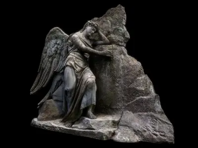 Headstone angel Low-poly 3D model